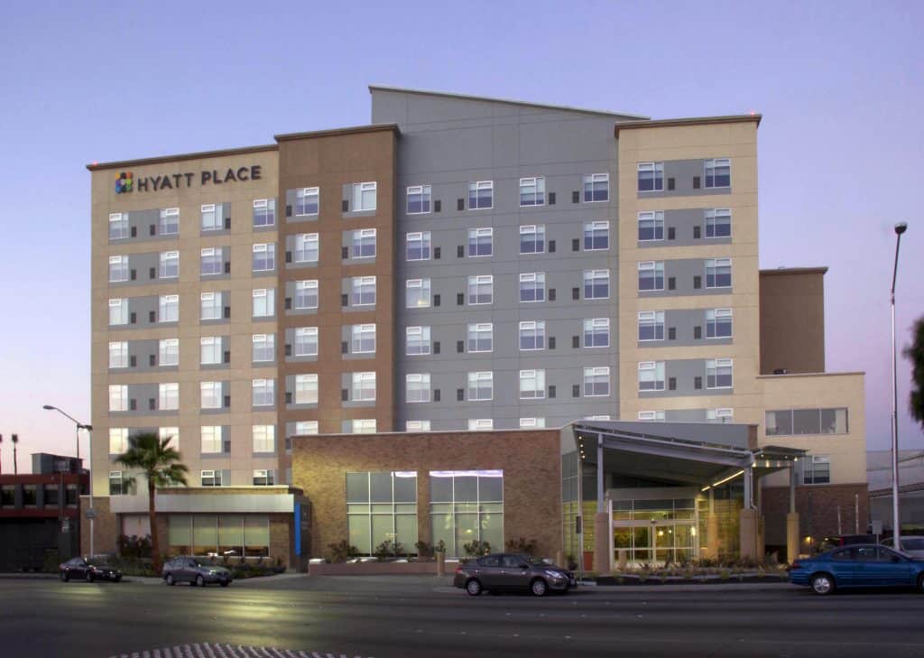 Morning view of Hyatt Place Hotel building in Tijuana